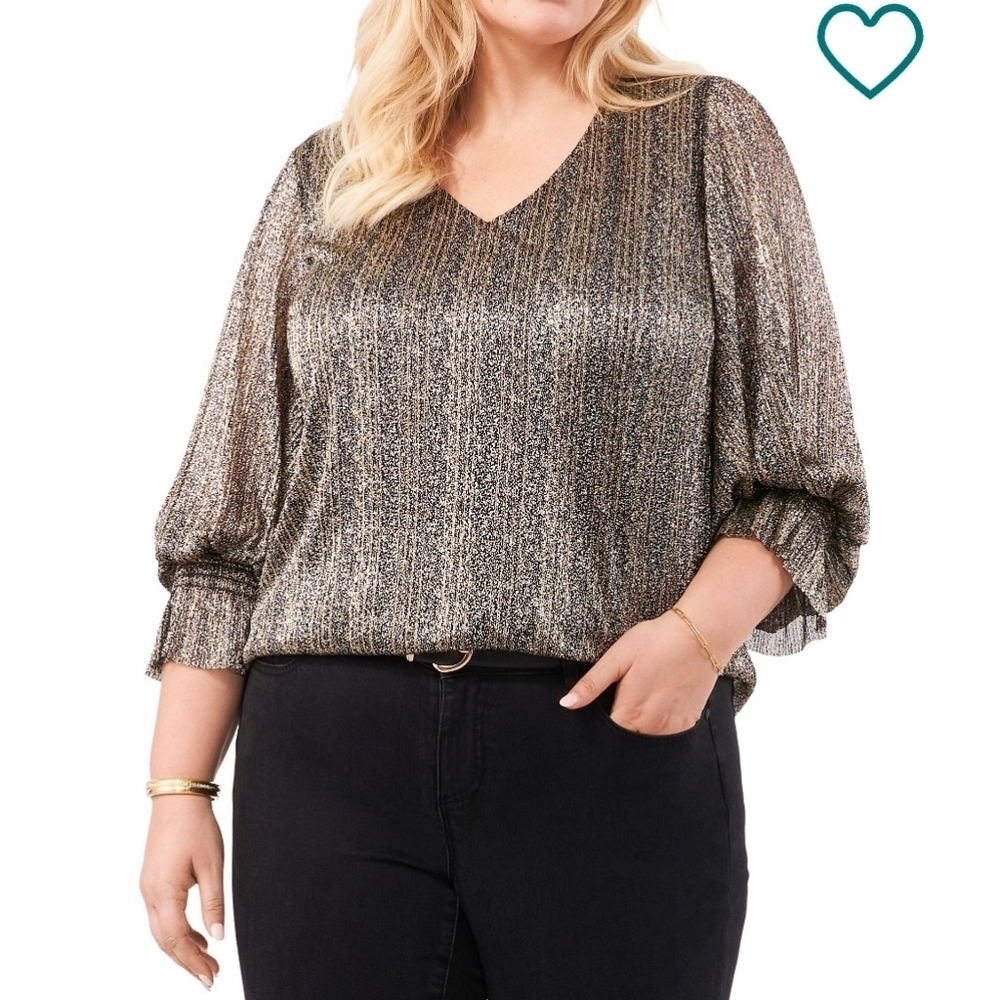 Vince Camuto V-Neck 3/4 Sleeve Blouse Sz XL